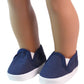 American Fashion World Red White and Blue Canvas Slip-Ons for 18-Inch Dolls | 3 Pack | Premium Quality & Trendy Design | Dolls Shoes | Shoe Fashion
