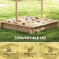 Outsunny Wooden Sandbox with Lid Canopy for Aged 3-7 47X47 in Natural