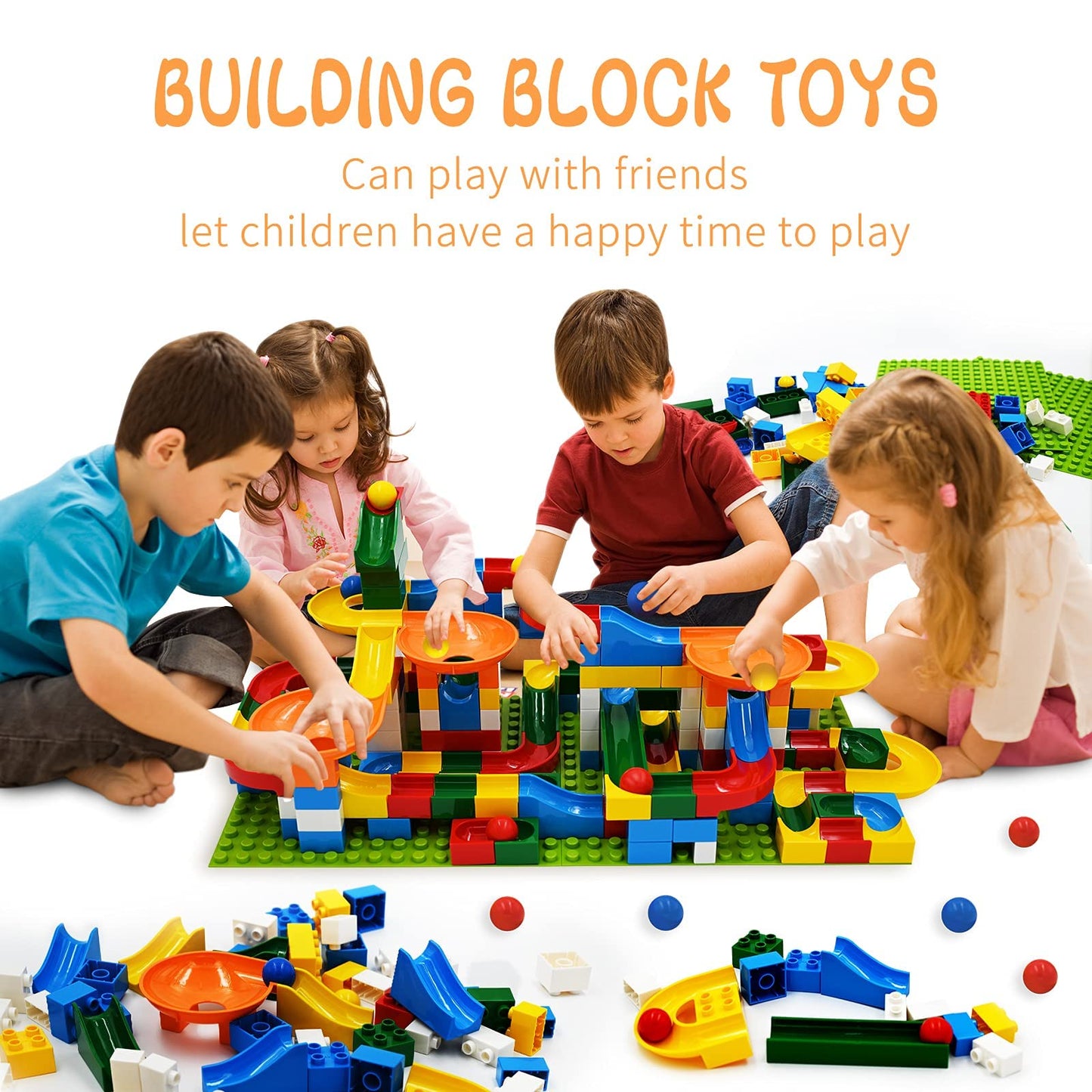 STEM Learning Toys, 176 Pcs Marble Runs for Kids 4-8, Marble Run Building Blocks Classic Marble Track for Boys Girls Toddler Age 3 4 5 6 7 8+