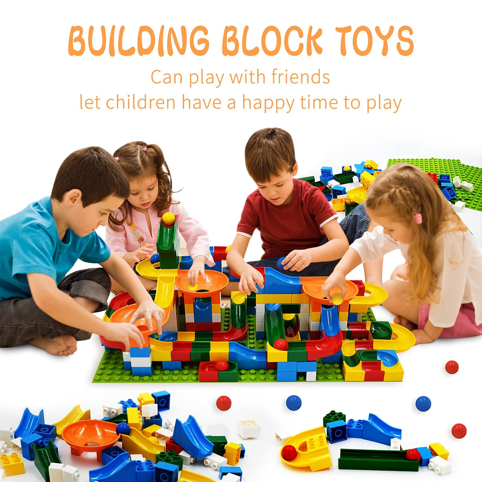 STEM Learning Toys, 176 Pcs Marble Runs for Kids 4-8, Marble Run Building Blocks Classic Marble Track for Boys Girls Toddler Age 3 4 5 6 7 8+