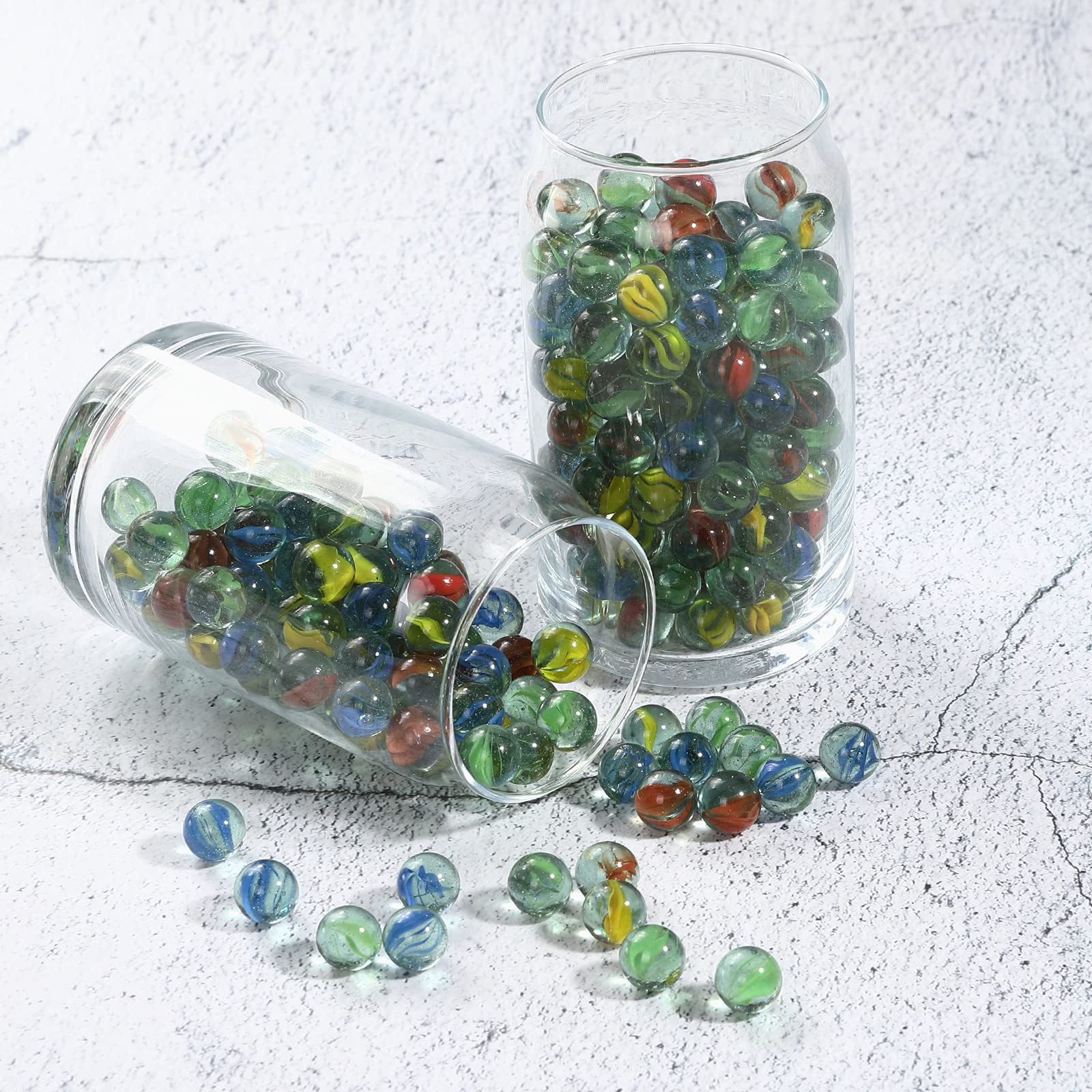 CHUKEMAOYI 400 pcs Color Mixing Glass Marbles