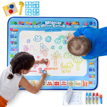 Water Doodle Mat | Mess Free Painting for Toddlers | Doodle Pad for Kids Ages 3-12 | Toddler Drawing Pad with Fillable Pens & Booklet | Fun