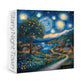 Larkipuzz Art Starry Night Painting Puzzles for Adults 1000 Pieces, Challenging Van Gogh Plant Tree Landscape Jigsaw Puzzles, Aesthetic Nature Floral