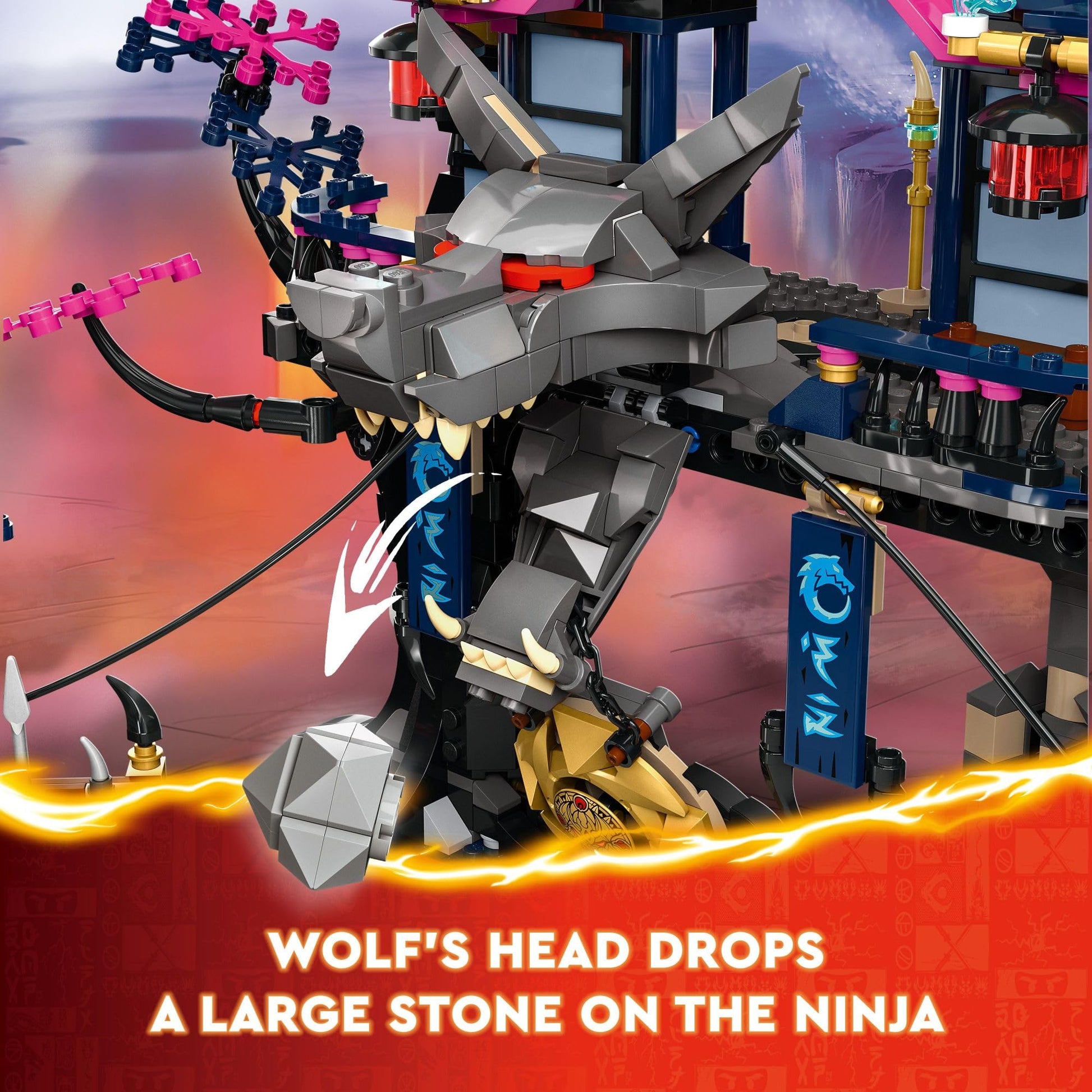 LEGO Ninjago Wolf Mask Shadow Dojo Building Toy - Pretend Play Ninja Figures & Playset - Toys for Boys & Girls, Ages 9+ Years - W/ 8 Minifigures -