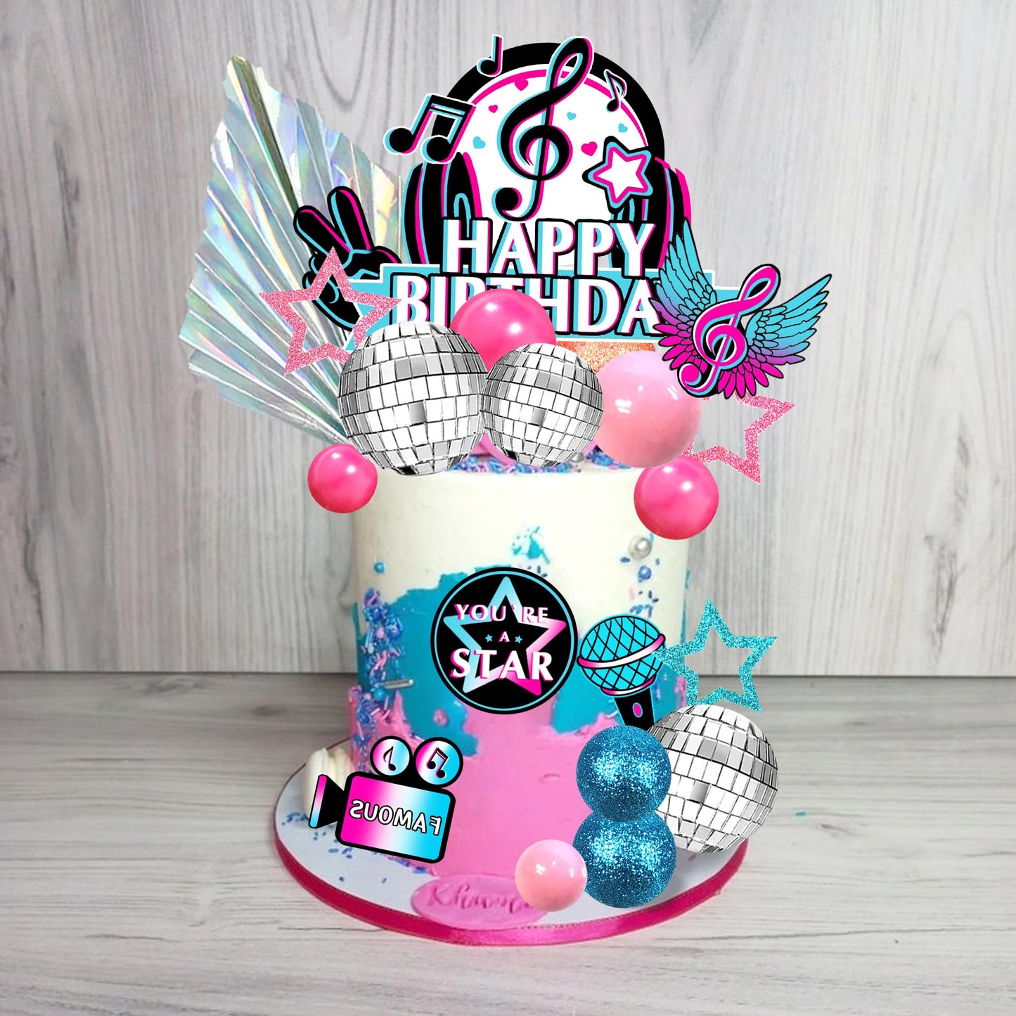 30 PCS Music Cake Toppers Musical Birthday Cake Decorations for Musical Karaoke Theme Birthday Supplies (Style1)