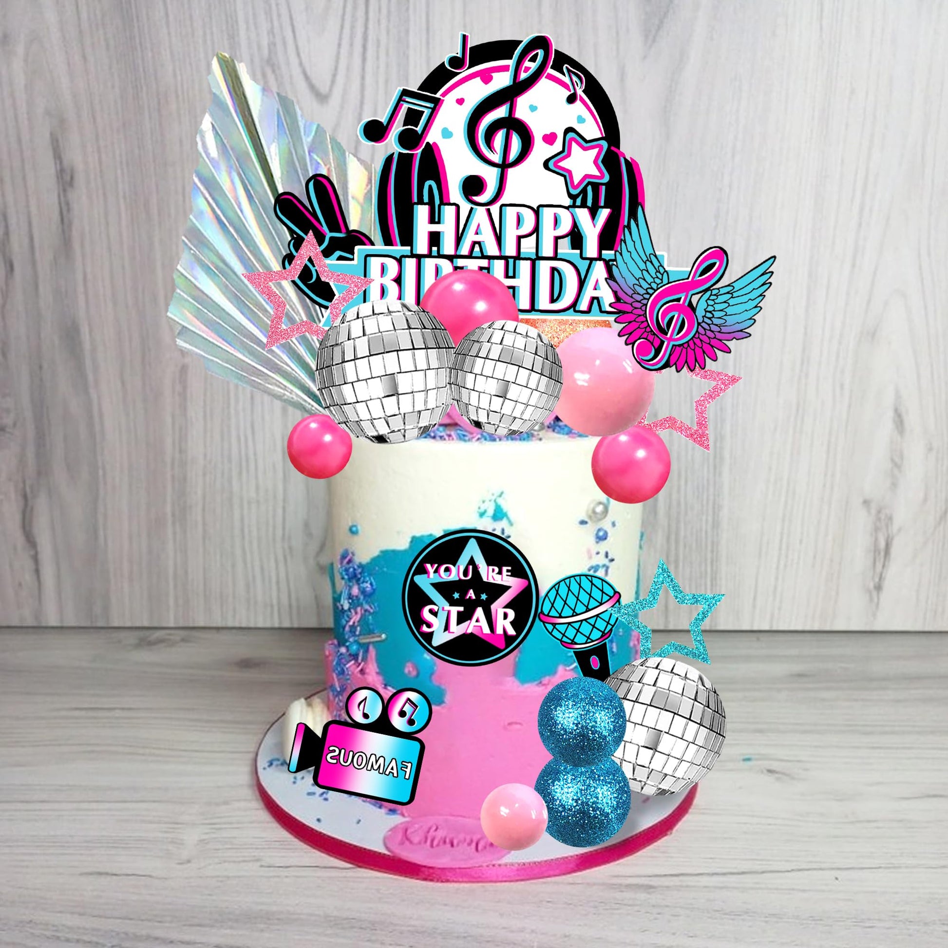 30 PCS Music Cake Toppers Musical Birthday Cake Decorations for Musical Karaoke Theme Birthday Supplies (Style1)