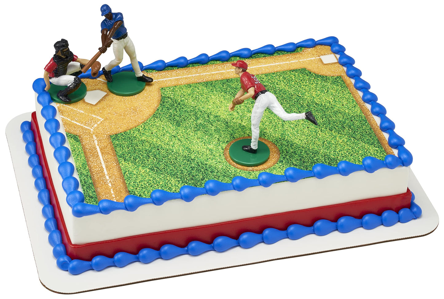 DecoSet® Batter Up 3 Piece Decorations Set, Cake and Cupcake Toppers for Baseball Themed Birthdays, Celebrations, and Parties, Food Safe, Re-usable