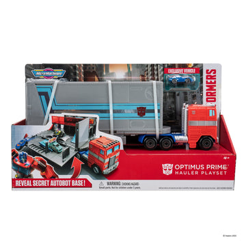 Micro Machines Optimus Prime Hauler PLAYSET - Converting Playset with Eight Unique Actions Zones and Exclusive Autobot Corvette