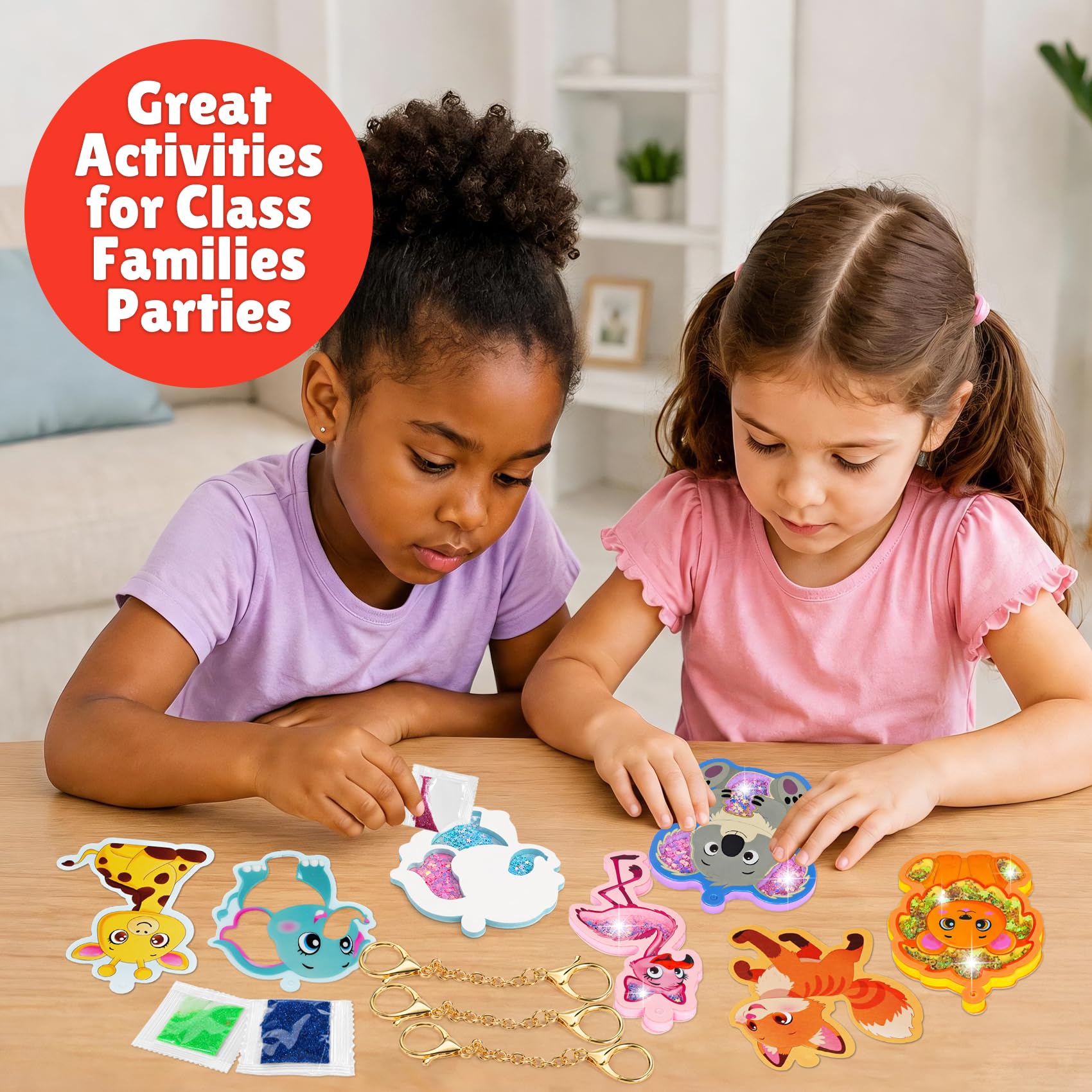 ROOCHKD Fun Shake Glitter Crafts Kit for Kids, DIY Arts and Crafts Art Supplies Class Mess-Free Activity Creative Crafting Travel Toy, Birthday Gifts