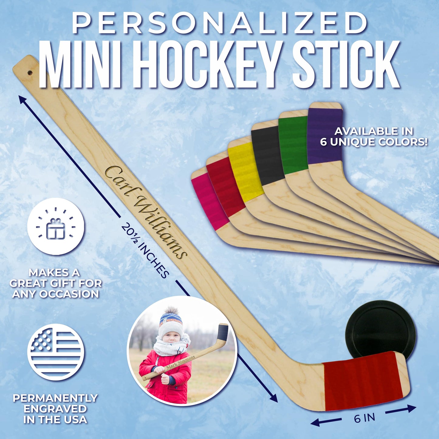 My Personal Memories, Custom Personalized 21" Mini Wood Hockey Stick
