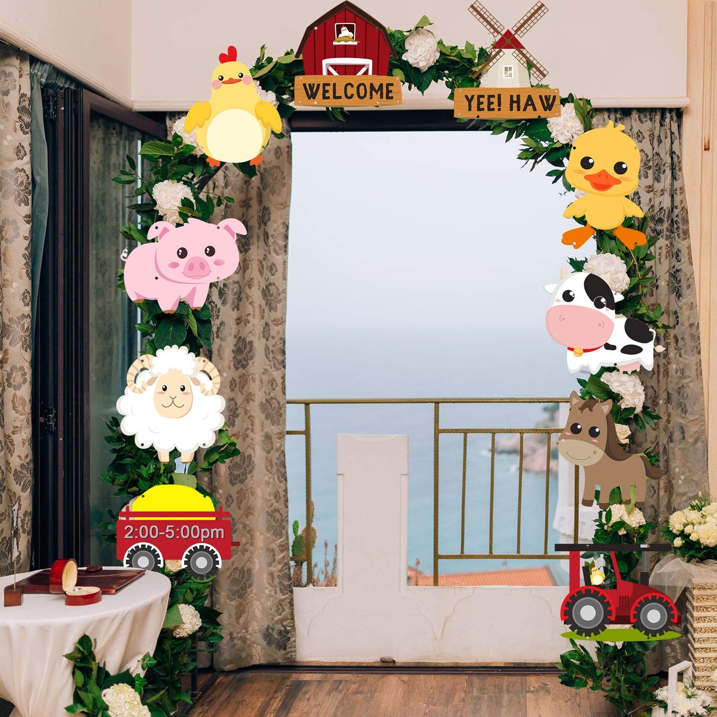 Blulu Farm Animal Themed Party Decorations, Farm Animal Cutouts Banner, Door Signs for Baby Shower Family Reunion Theme Party Supplies