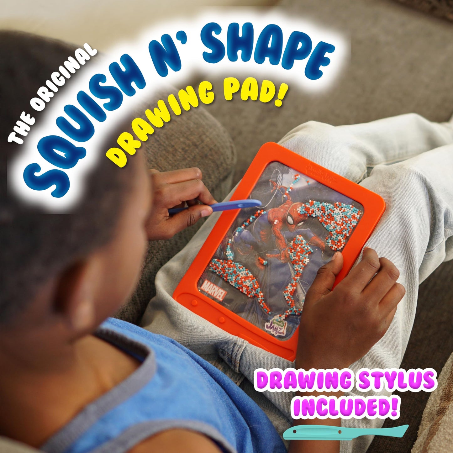 Sky Castle DoodleJamz Marvel JellyPics Sensory Drawing Pads Filled with Non-Toxic Squishy Beads and Gel - Includes Stylus,Removable 2-Sided Emoji
