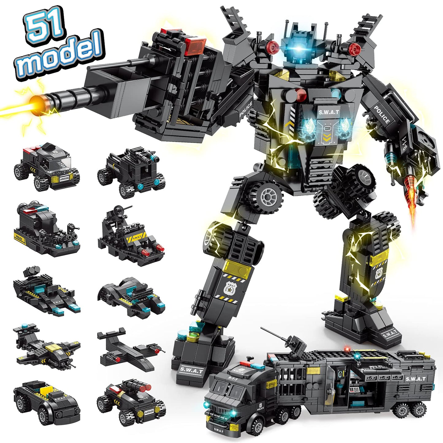 HISTOYE 51-in-1 Robot Building Kit for Kids Stem Building Toys Erector Set for Boys 8-12 Engineering Stem Projects Construction Building Blocks Toys