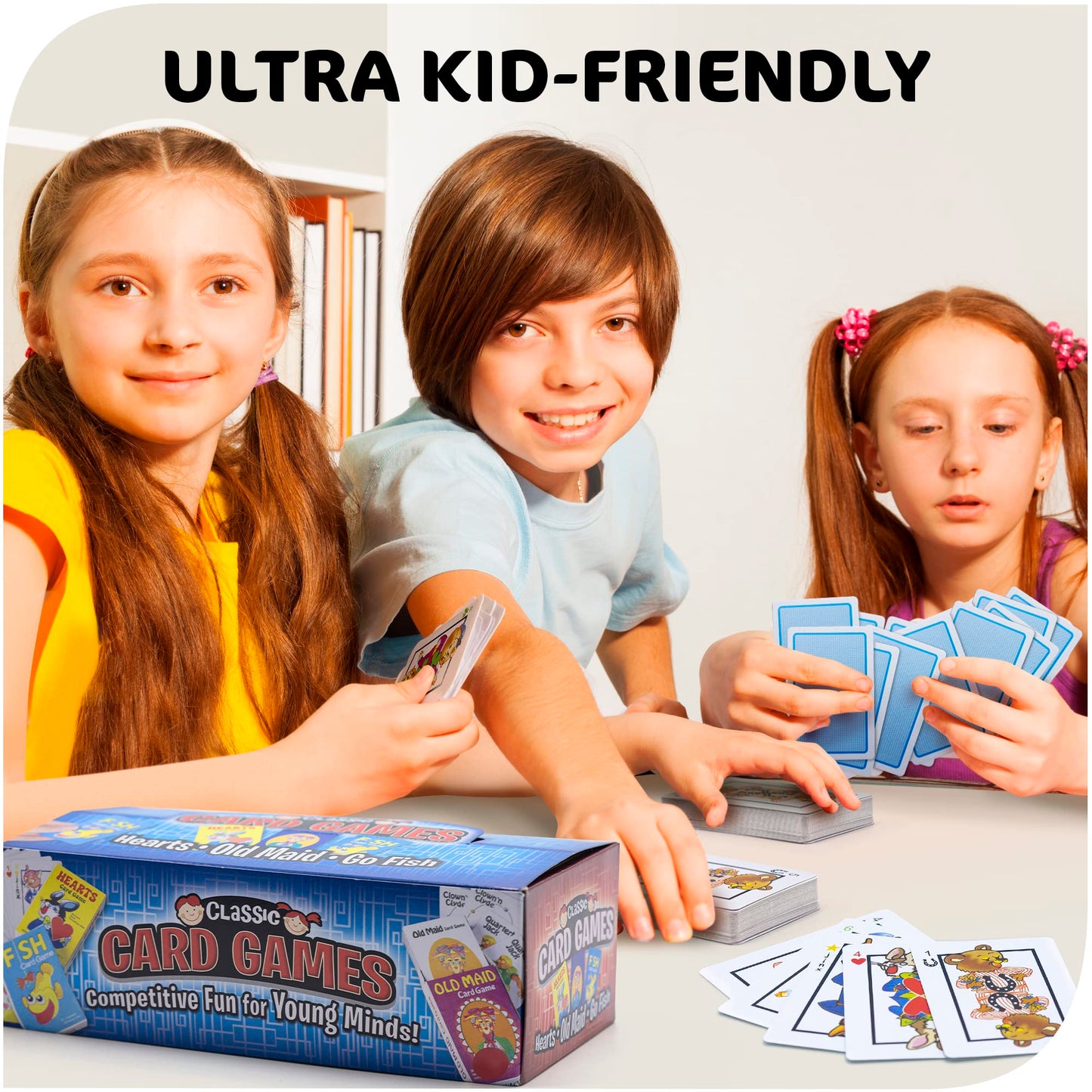 Srenta Kids Card Games Bulk - 12 Pack Classic Card Games for Kids Ages 4-9, Multi Pack Set Includes: Hearts, Go Fish, & Old Maid Playing Cards