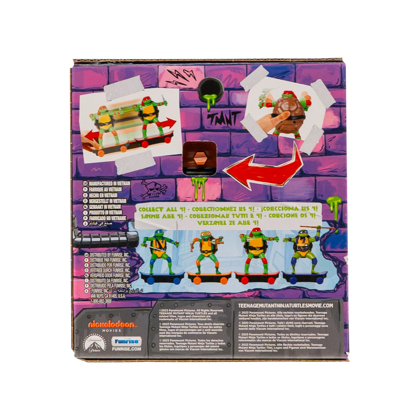 Teenage Mutant Ninja Turtles Toy, Raphael Sewer Shredder Pullback Skateboard, Mutant Mayhem TMNT Ninja Turtle Figure, Ages 3+