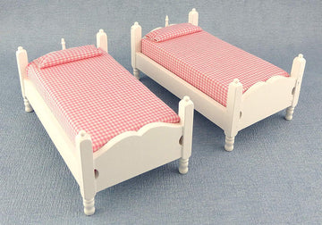 Dollhouse Miniature 1:12 Scale White and Pink Bunkbeds with Ladder #T5413