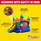 Pogo Bounce House Crossover Inflatable with Slide No Blower, Rainbow Smiley