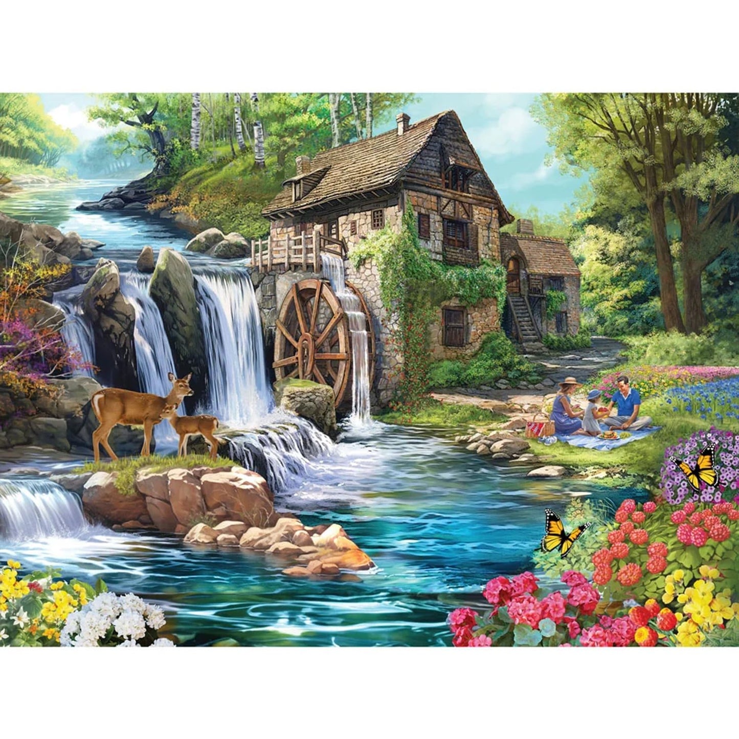 Bits and Pieces 1500 Piece Puzzles for Adults - Large 24" x 33" Large Jigsaw Puzzles 1500 Pieces Landscape River Waterfall, Random Die Cut, No 2