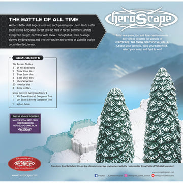 Renegade Game Studios Heroscape Terrain Expansion: The Snow Fields of Valhalla with 120 Hex-Tiles & 2 Evergreen Trees