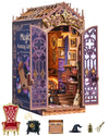 ROBOTIME Book Nook Kit, DIY Miniature House Kit, 3D Wooden Puzzle Bookends, Witch Study Room Bookshelf Decor, Creative Unique Gifts for Adults (Magic