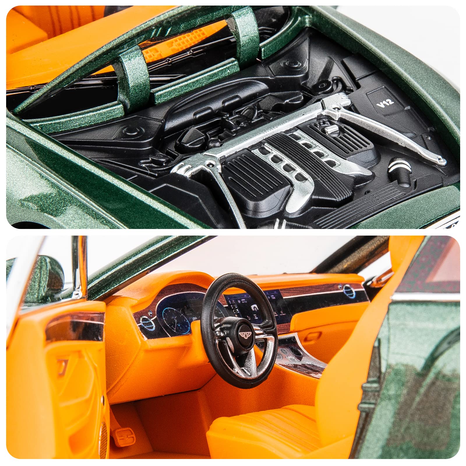 WAKAKAC Toy Car Compatible for 1/24 Bentley Continental GT Model Car Alloy Diecast Collectible Pull Back Car Toy Door Can Be Opened for Boys Girls