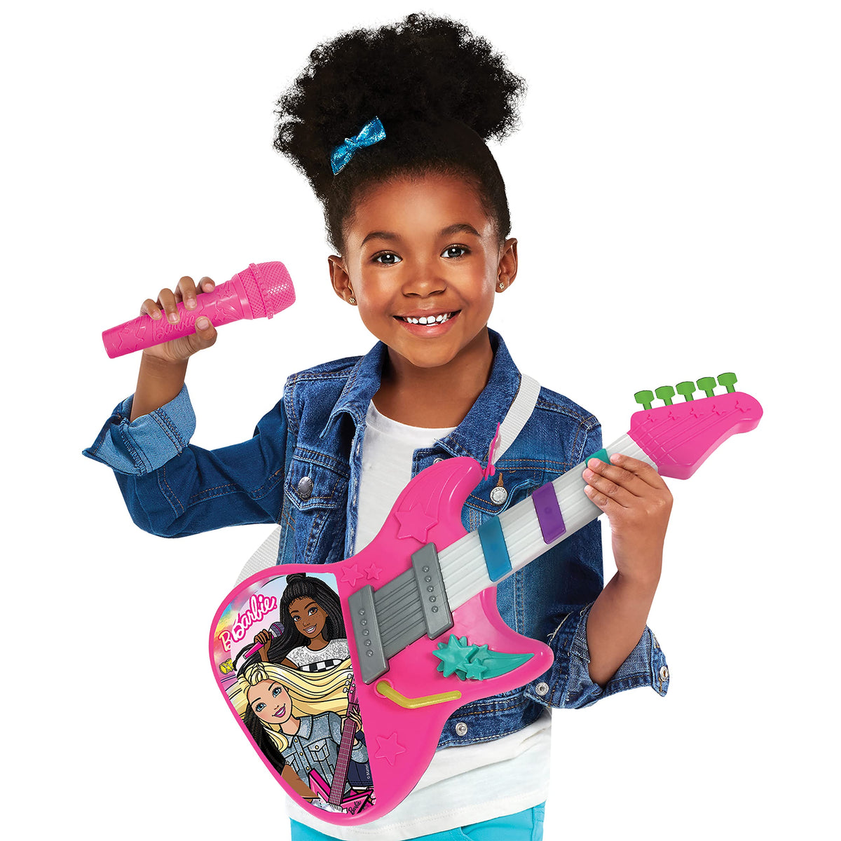 Barbie Rock Star Guitar, Interactive Electronic Toy Guitar with Lights, Sounds, and Microphone