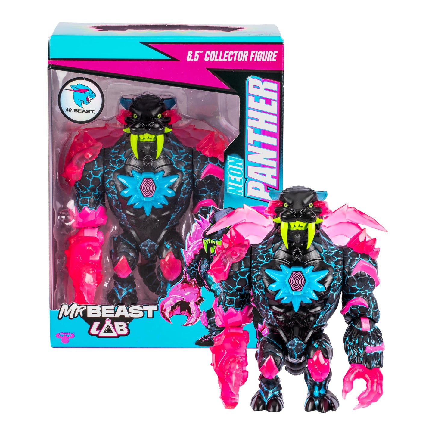 MrBeast Lab Apex Beast Neon Panther Collector Figure, Standing at 6.5 Inches/16.5cm Tall, with Extreme Detailing, Premium Packaging, 13 Points