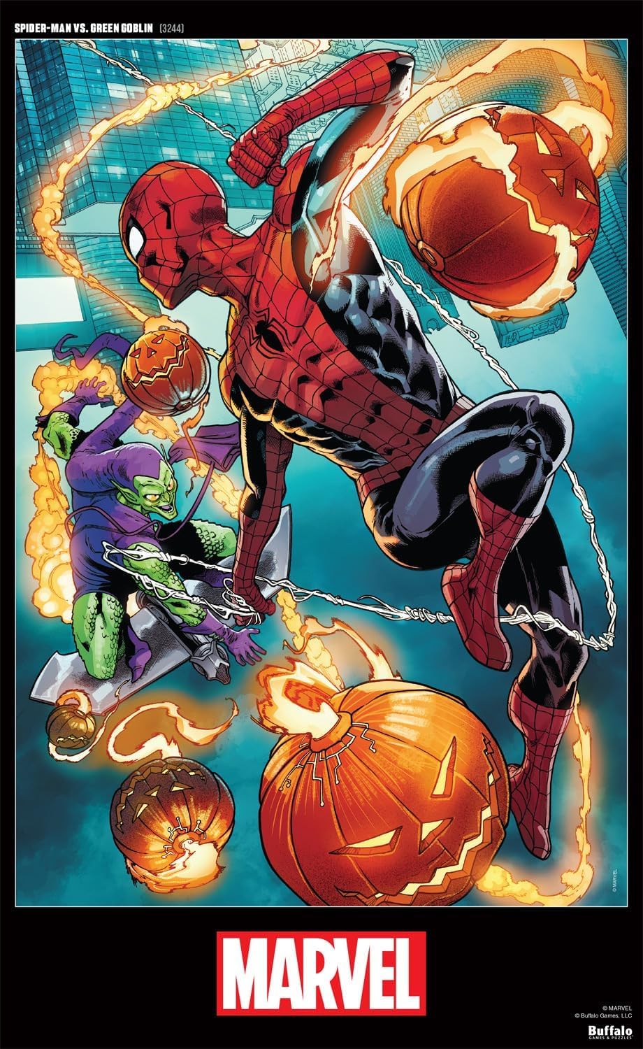 Buffalo Games - Marvel - Spider-Man vs. Green Goblin - 500 Piece Jigsaw Puzzle for Adults -Challenging Puzzle Perfect for Game Nights - Finished Size