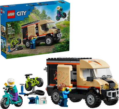 LEGO City Mountain Bike Adventure Van Set #60512 - 260 Pieces, 2 Mountain Bikes, Fold-Down Rack, Opening Doors & 2 Minifigures with Repair Accessories