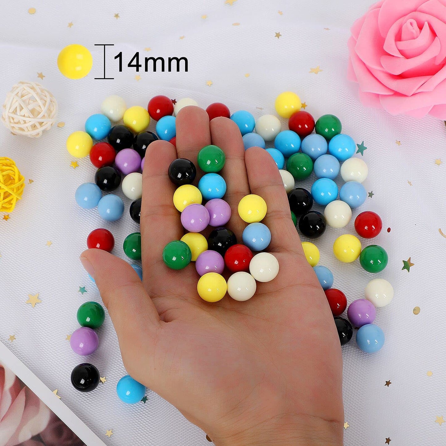 Laviesto Game Replacement Balls, 80 Pieces Acrylic Colored Balls for Games-Board Games,Chinese Checkers Marbles,Aggravation Game,Marble Run Toy-14mm/8