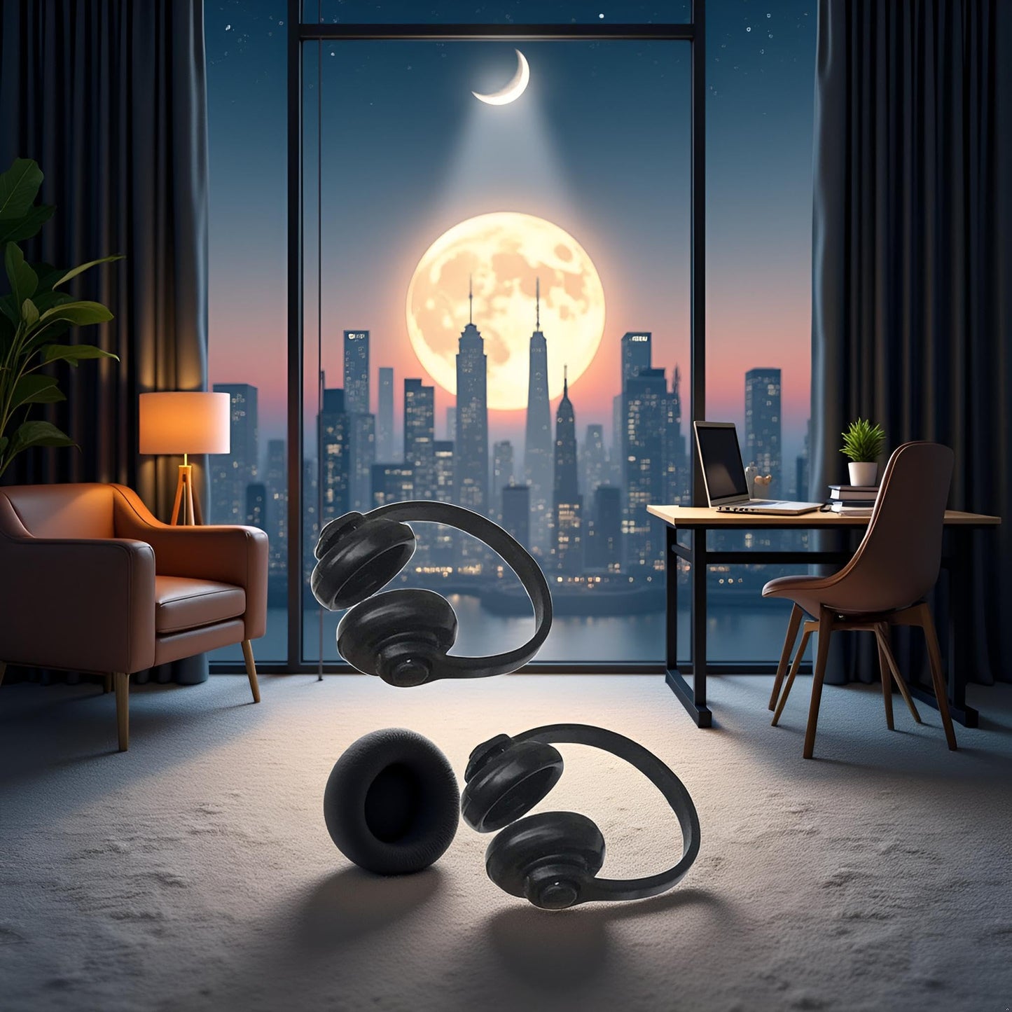 2Pcs Black 1:12 Dollhouse Headphones Miniature Headset Model Toy Micro Landscape Decoration Dollhouse Accessories