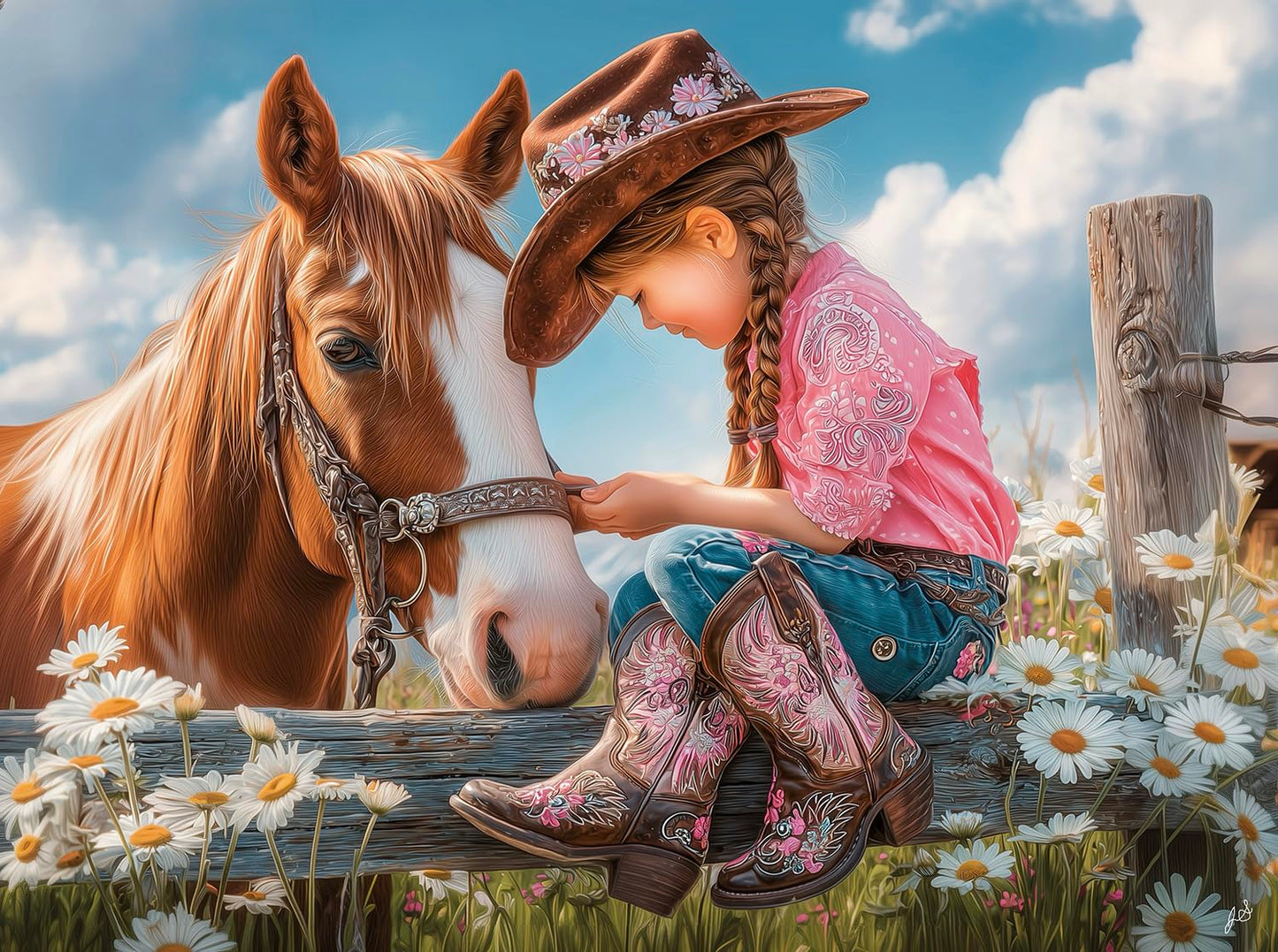 Sunsout A Cowgirl's Best Friend 500 Piece Jigsaw Puzzle for Adults - Finished Size: 18" x 24" by Artist: John Stewart