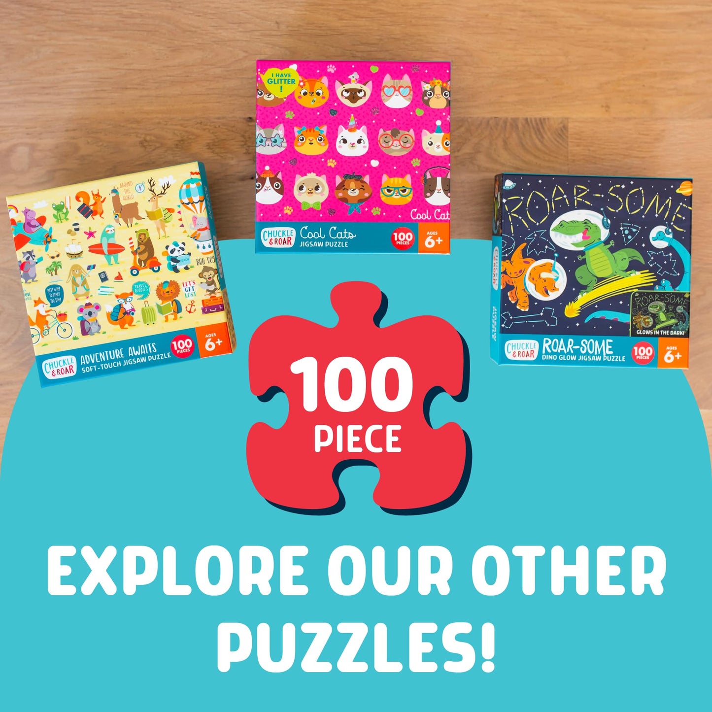 Chuckle & Roar Adventure Awaits 100 Piece Jigsaw Puzzle for Kids Ages 6-8