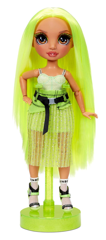 Rainbow High Karma Nichols - Neon Green Fashion Doll with 2 Doll Outfits to Mix & Match and Doll Accessories, for Kids 6-12 Years Old