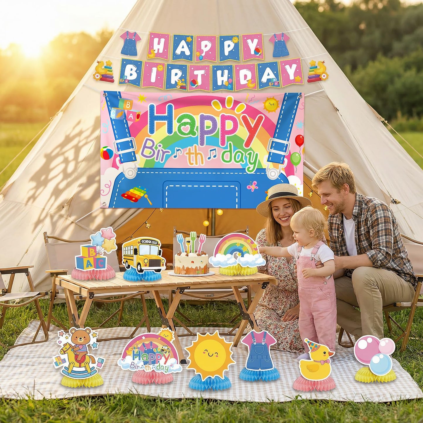 9Pcs Rachell English Teacher Birthday Party Supplies, Fufuddz Cartoon Honeycomb Centerpieces, Teacher Themed Birthday Table Decorations for Fans Girls