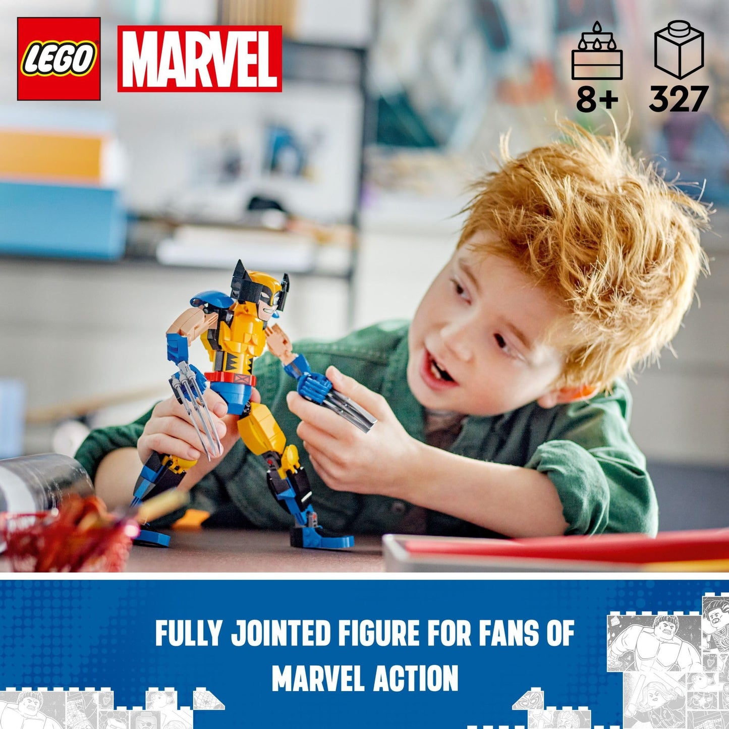 LEGO Marvel Wolverine Construction Figure 76257 Buildable Marvel Action Figure, Fully Jointed Marvel Collectible with 6 Claw Elements for Play