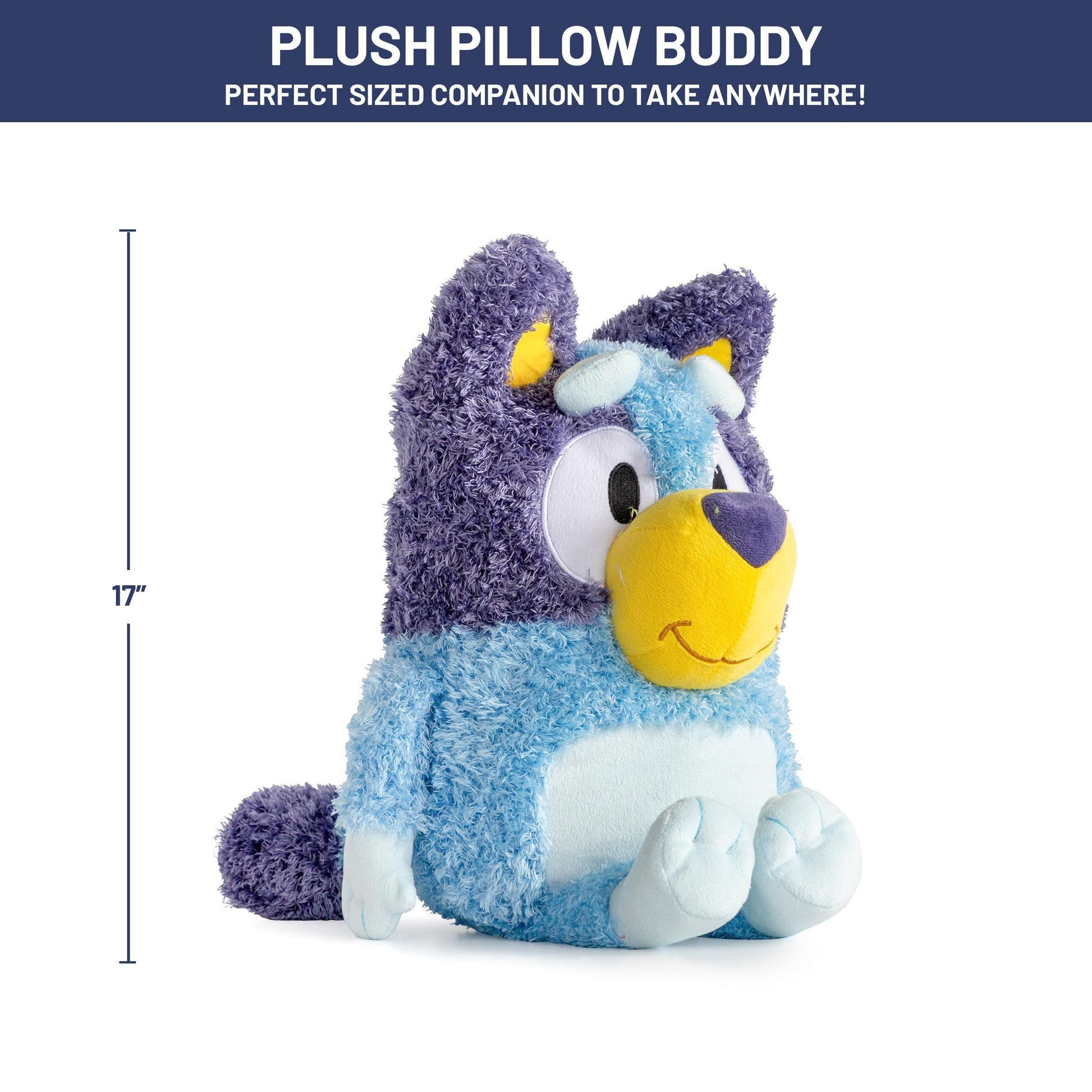 Jay Franco Bluey Plush Pillow Buddy - Soft Plushie Stuffed Pillow, 17 Inches, Blue - Bluey