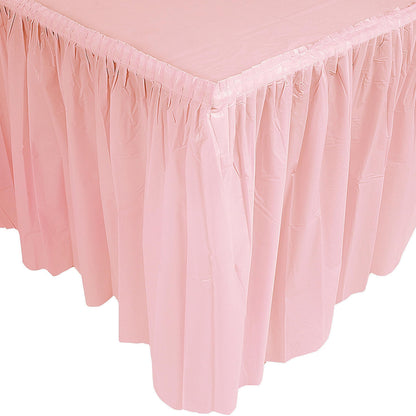 LIGHT PINK PLASTIC TABLESKIRT - Party Supplies - 1 Piece