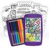 Colorpockit Coloring Kit Travel Art Set with Colored Pencils, 4x6 Coloring Cards, Built in Sharpener, Mess Free Trip Activities for Airplanes or Car