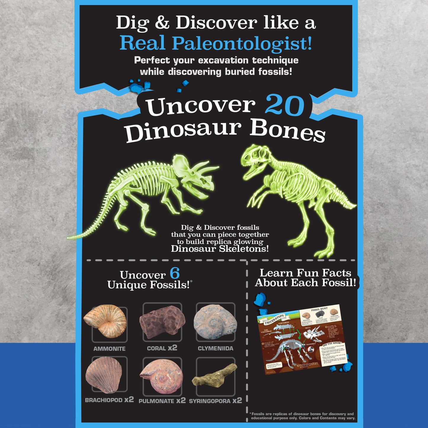ArtSkills Dinosaur Fossil Digging Kit for Kids Glow in the Dark Dinosaur