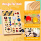 Busy Board with LED Light Switches, Montessori Toys for 1 2 3 Years Old, Toddlers Wooden Toy Sensory Activity Board, Travel Toys for 1+ Year Old Boy
