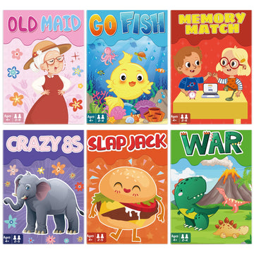 Kids Card Games, Go Fish,Old Maid,Crazy 8s,Memory Match,Slap Jack,War, Cards Game for Kids 4-8, Fun Game for Family Game Night Party Table Games