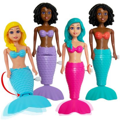 Kiddie Play Mermaid Bath Toys 4 Wind-Up Mermaid Dolls Pool Swim Toys for Kids Toddlers Mermaids Gifts for Girls