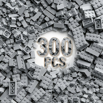 300 Piece Gray Building Bricks, 6 Size Classic Mixed Building Block Set, Compatible with Lego and Major Brands, Suitable for Boys and Girls Over 6