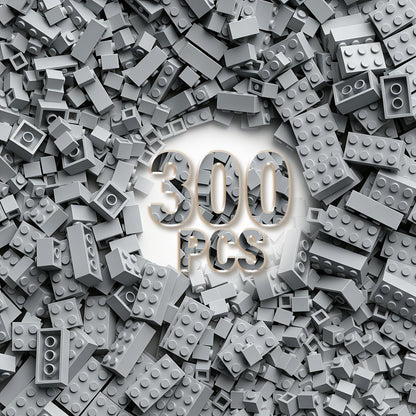 300 Piece Gray Building Bricks, 6 Size Classic Mixed Building Block Set, Compatible with Lego and Major Brands, Suitable for Boys and Girls Over 6