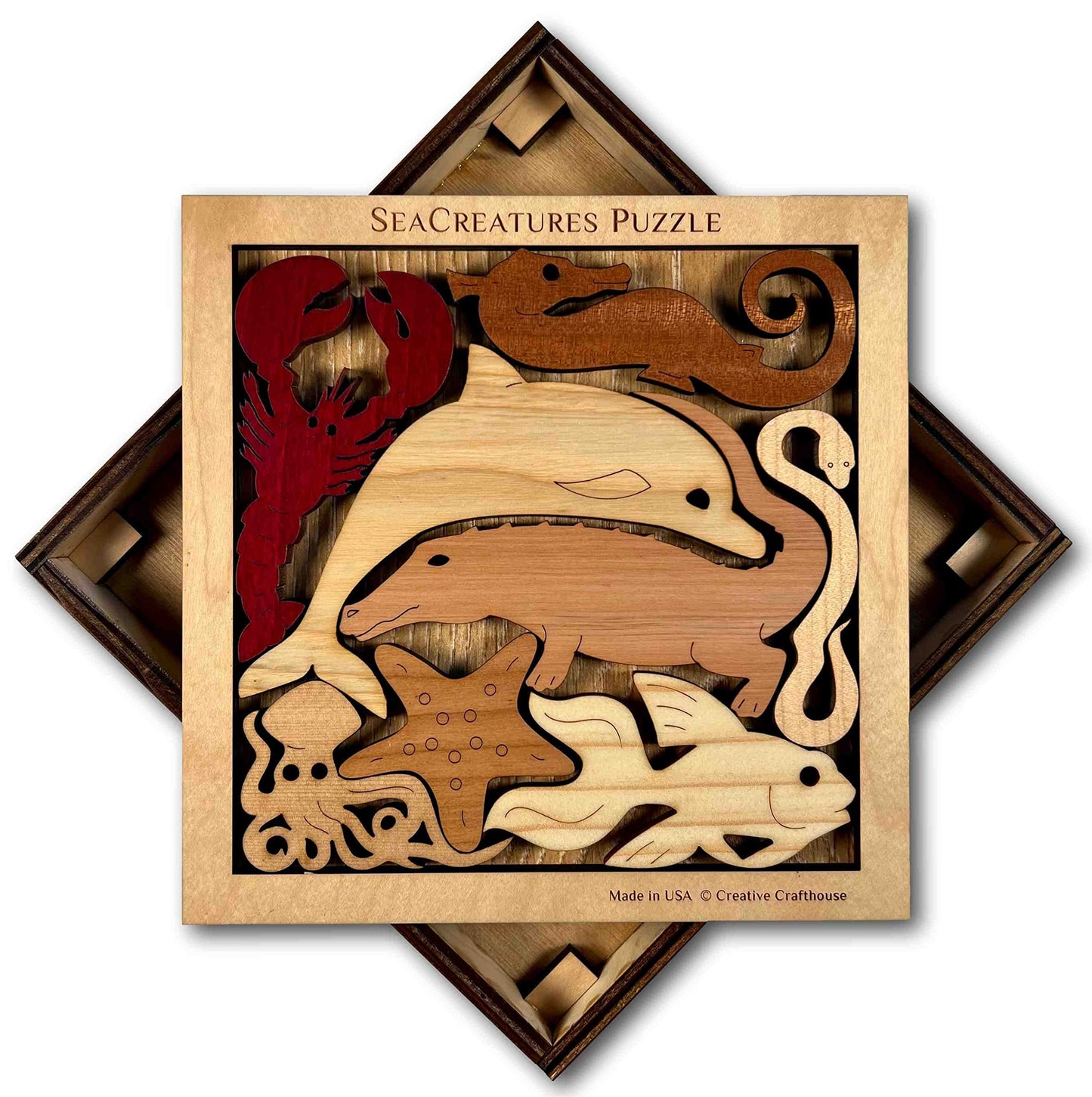Sea Creatures an Aquatic Adventure of a Wood Puzzle and Brain Teaser