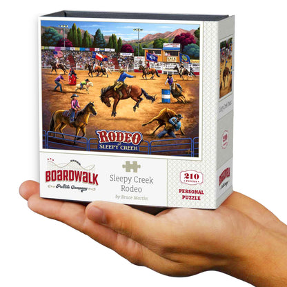 Boardwalk Sleepy Creek Rodeo 210 Piece Personal Puzzle, Jigsaw Puzzles with Premium Box, Horse Gifts for Adults, 6"x8"