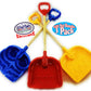 Matty's Toy Stop 28" Heavy Duty Wooden Snow Shovels with Plastic Scoop & Handle for Kids Red, Yellow & Blue Swirl Gift Set Bundle - 3 Pack