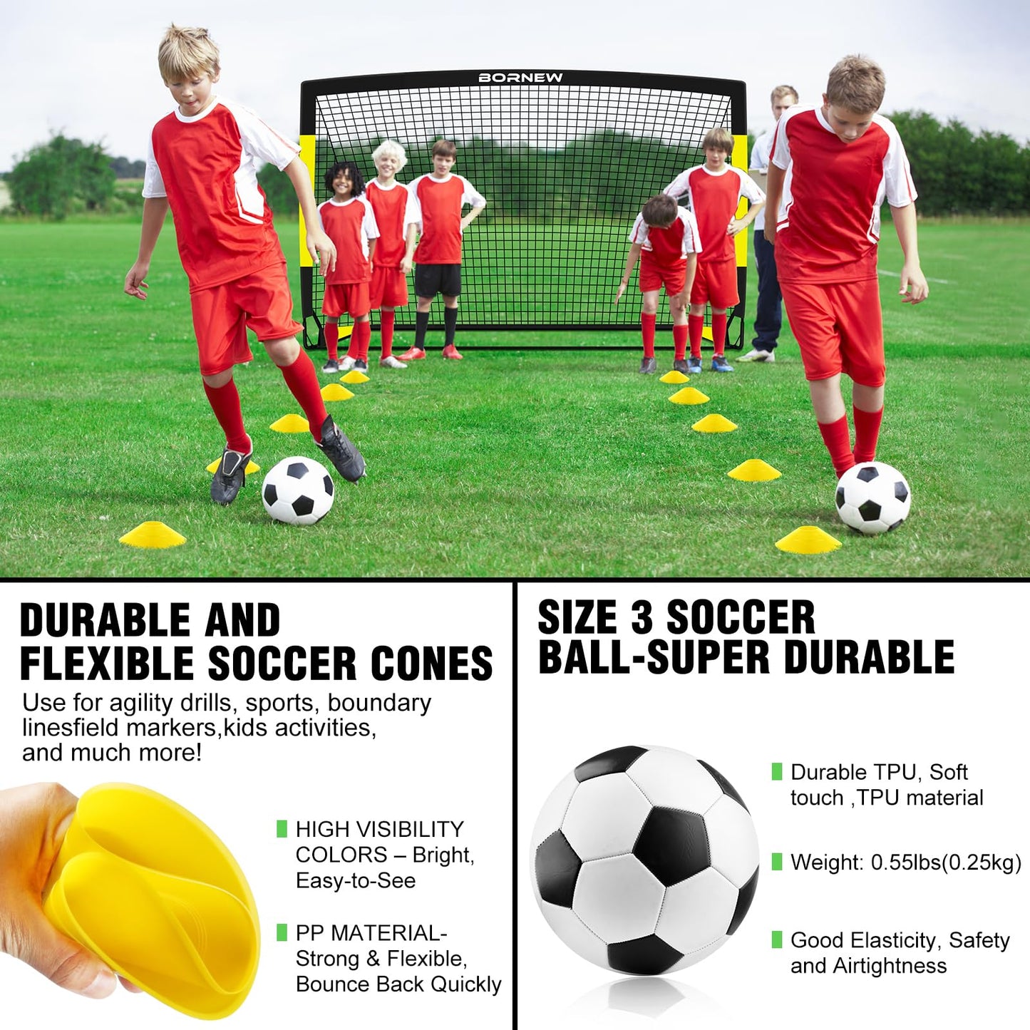 Kids Soccer Goal for Backyard Set - 2 Set of 7X5 / 6X4 ft Soccer Nets