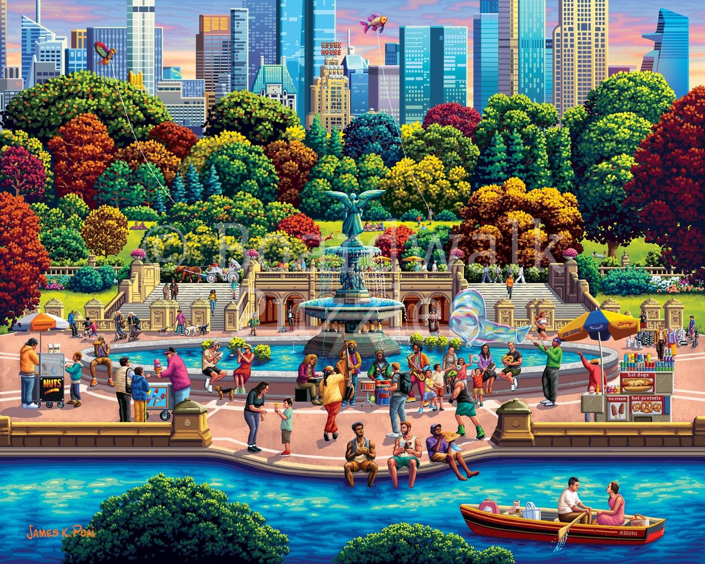 Boardwalk New York Central Park 1000 Piece Jigsaw Puzzle Fun Colorful Autumn Puzzles with Premium Box, Gift for Adults and Family 19"x26"